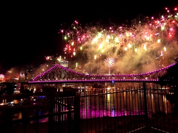 Brisbane River Fire fest fireworks, Story Bridge, Australia