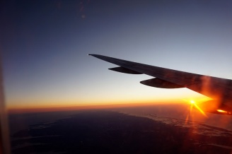 Sunrise flight, New York City, USA