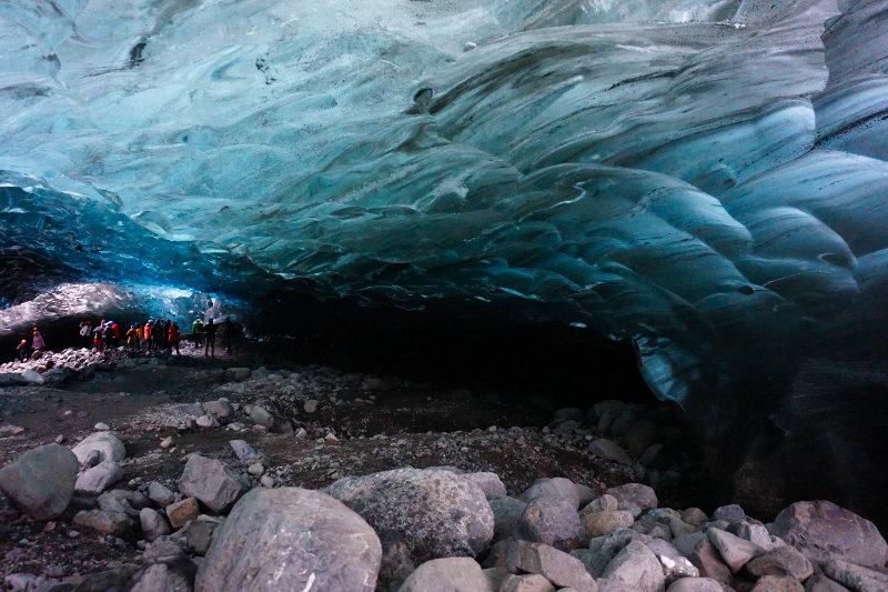 Ice cave tour inside Vatnajokull glacier, Iceland