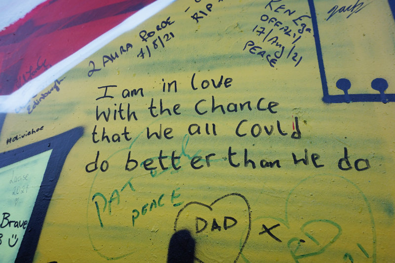 Sign at the peace wall, Belfast, Northern Ireland