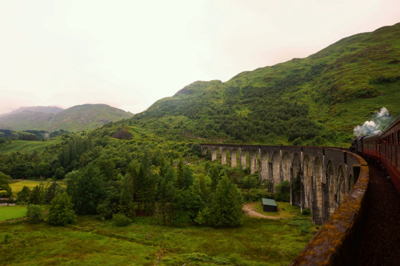 Glenfinnan viaduct from the Harry Potter train, Scotland