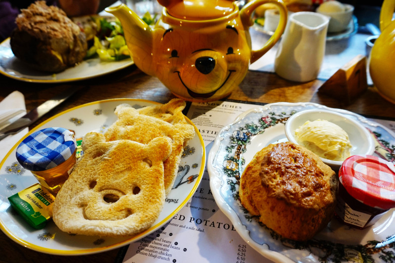 Pooh Corner, Hartfield, Sussex, England. Winnie the Pooh shaped teapot and toast!