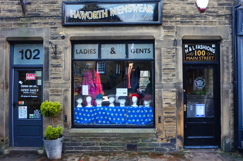 Shop front for Haworth Menswear & Ladies, Haworth, Yorkshire