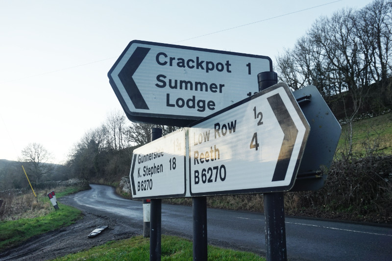 Crackpot sign, Yorkshire Dales, England